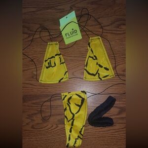 NWT Sexy Skimpy Handmade One of a Kind Yellow Tri-top Legal Thong Bottom Bikini